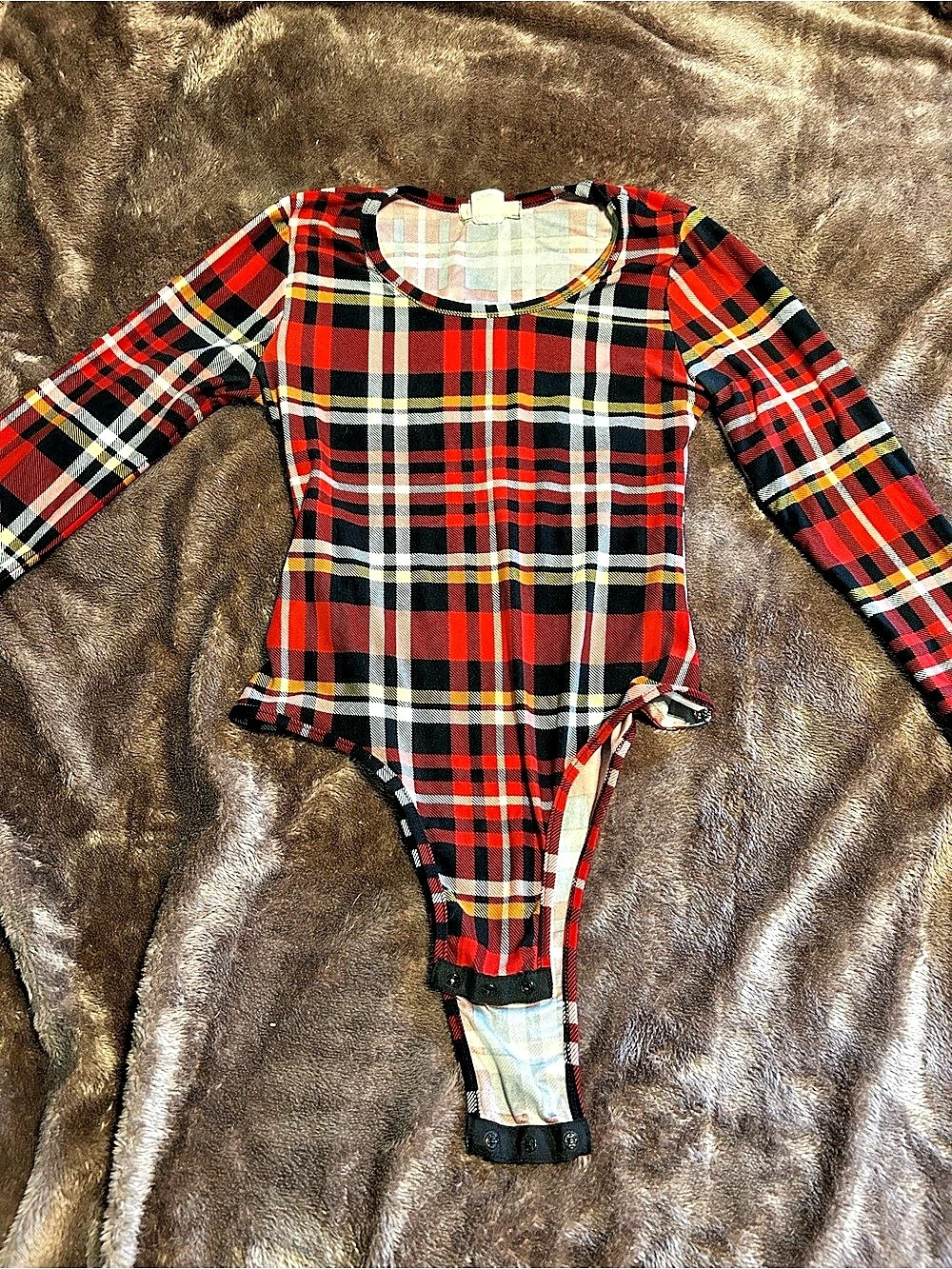Marni Plaid Long Sleeve Bodysuit women’s small